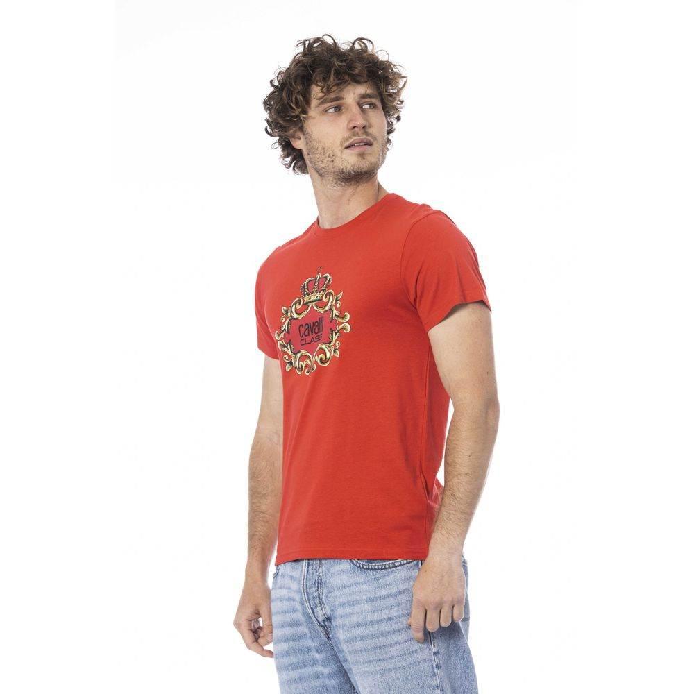 Cavalli Class Red Cotton Men T-Shirt - Hilstor
