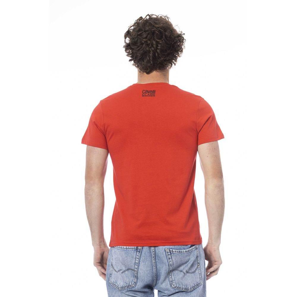 Cavalli Class Red Cotton Men T-Shirt - Hilstor