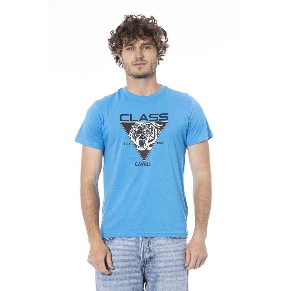 Cavalli Class Light Blue Cotton Men T-Shirt - Hilstor