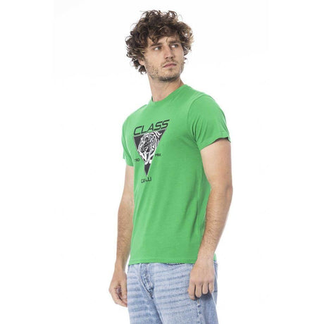 Cavalli Class Green Cotton Men T-Shirt - Hilstor