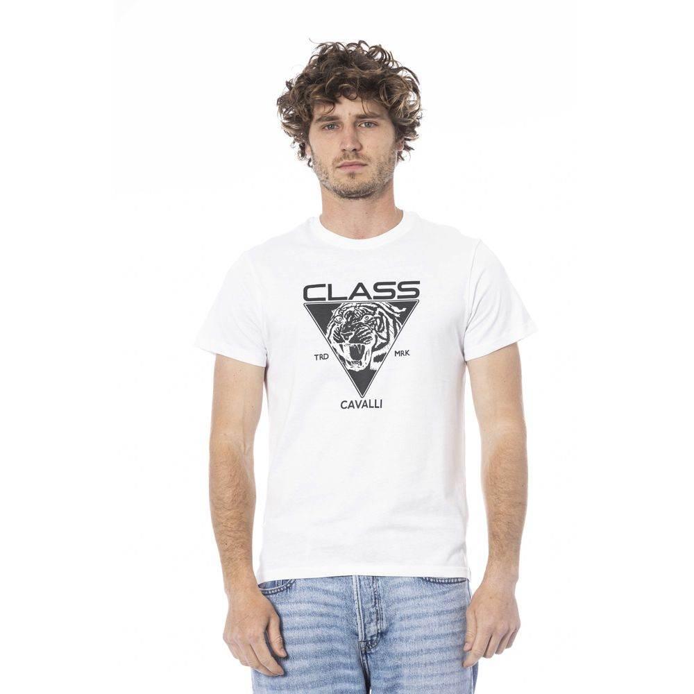 Cavalli Class White Cotton Men's T-Shirt - Hilstor