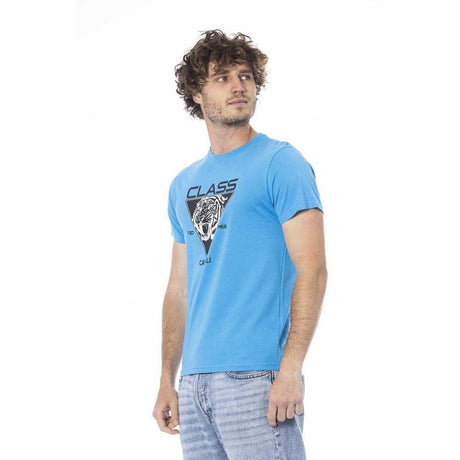 Cavalli Class Light Blue Cotton Men T-Shirt - Hilstor
