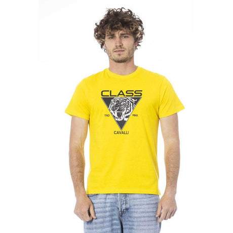 Cavalli Class Yellow Cotton Men T-Shirt - Hilstor