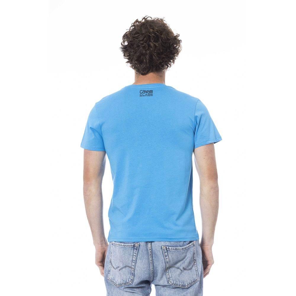 Cavalli Class Light Blue Cotton Men T-Shirt - Hilstor