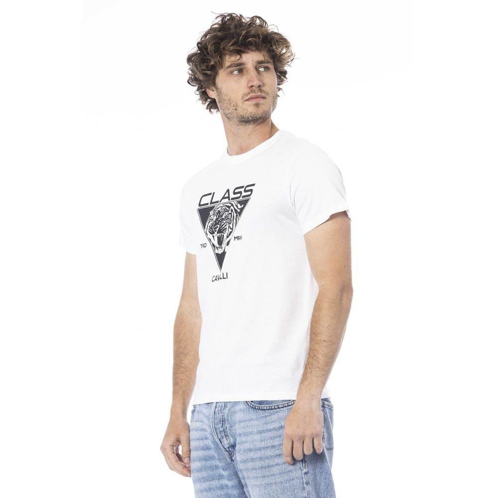 Cavalli Class White Cotton Men's T-Shirt - Hilstor