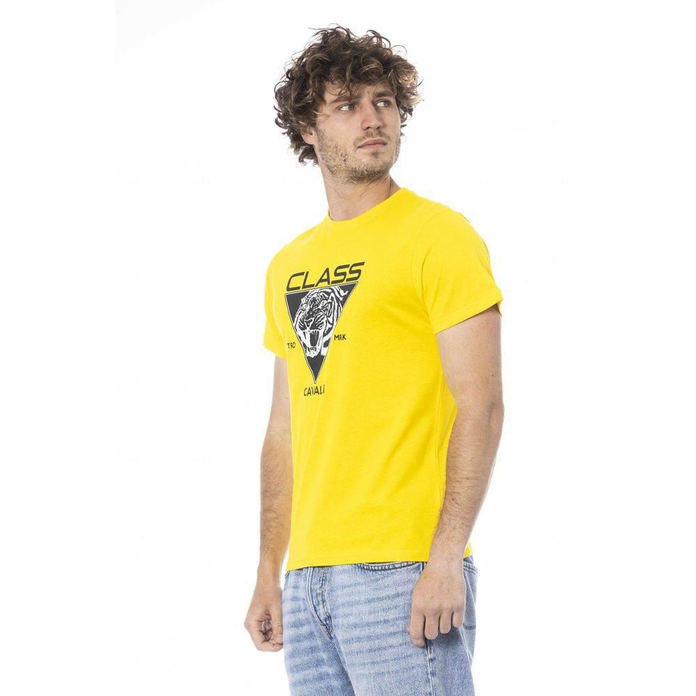 Cavalli Class Yellow Cotton Men T-Shirt - Hilstor