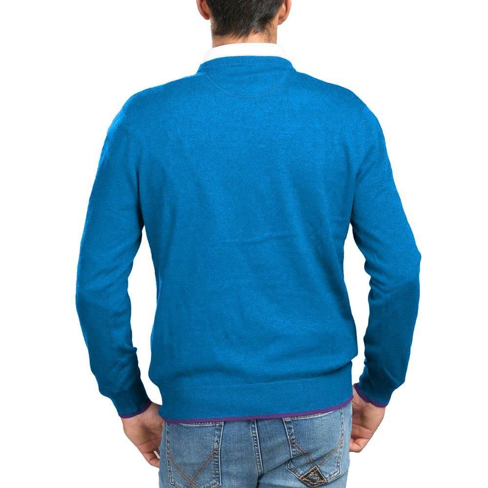 La Martina Blue Cotton Men Sweater - Hilstor