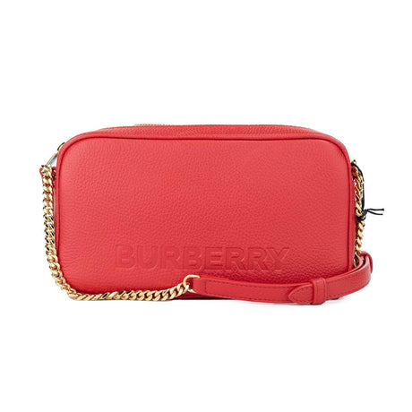 Burberry Small Red Pebbled Leather Elongated Camera Crossbody Bag Purse - Hilstor