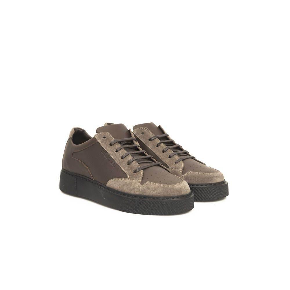 Cerruti 1881 Beige Leather Men Sneaker - Hilstor