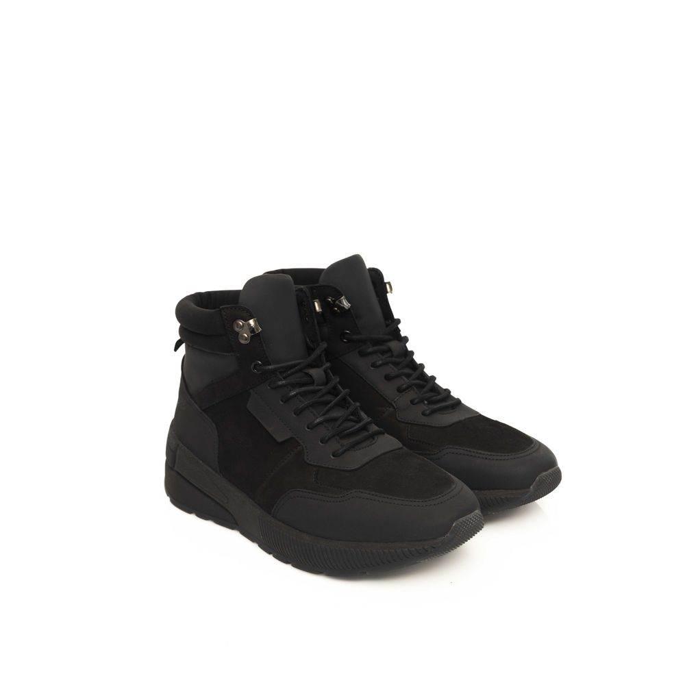 Cerruti 1881 Black Leather Men Sneaker - Hilstor
