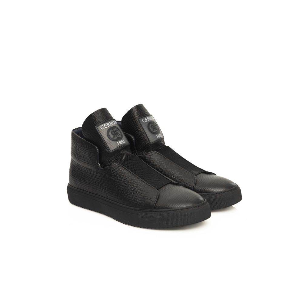 Cerruti 1881 Black Calfskin Men Sneaker - Hilstor