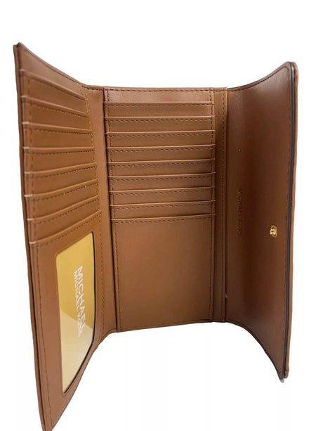 Michael Kors Jet Set Travel Large Quilted Leather Trifold Wallet Brown - Hilstor