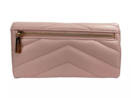 Michael Kors Jet Set Travel Large Quilted Leather Trifold Wallet Powder Blush - Hilstor