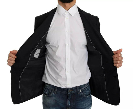 Dolce & Gabbana Blue Jacquard Slim Floral Jacket Blazer - Hilstor