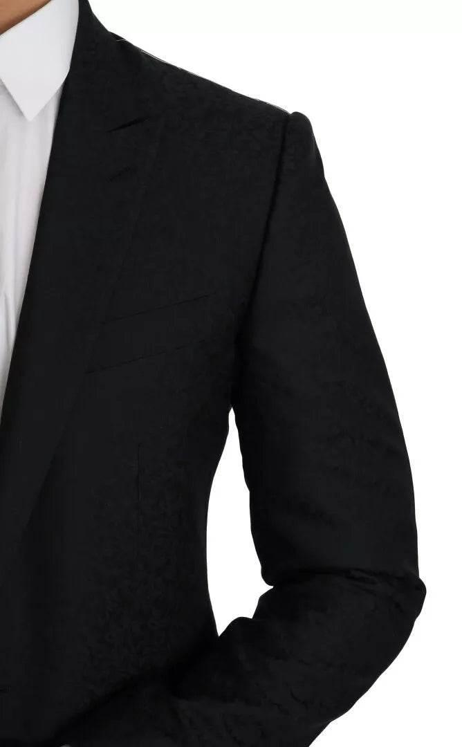 Dolce & Gabbana Blue Jacquard Slim Floral Jacket Blazer - Hilstor