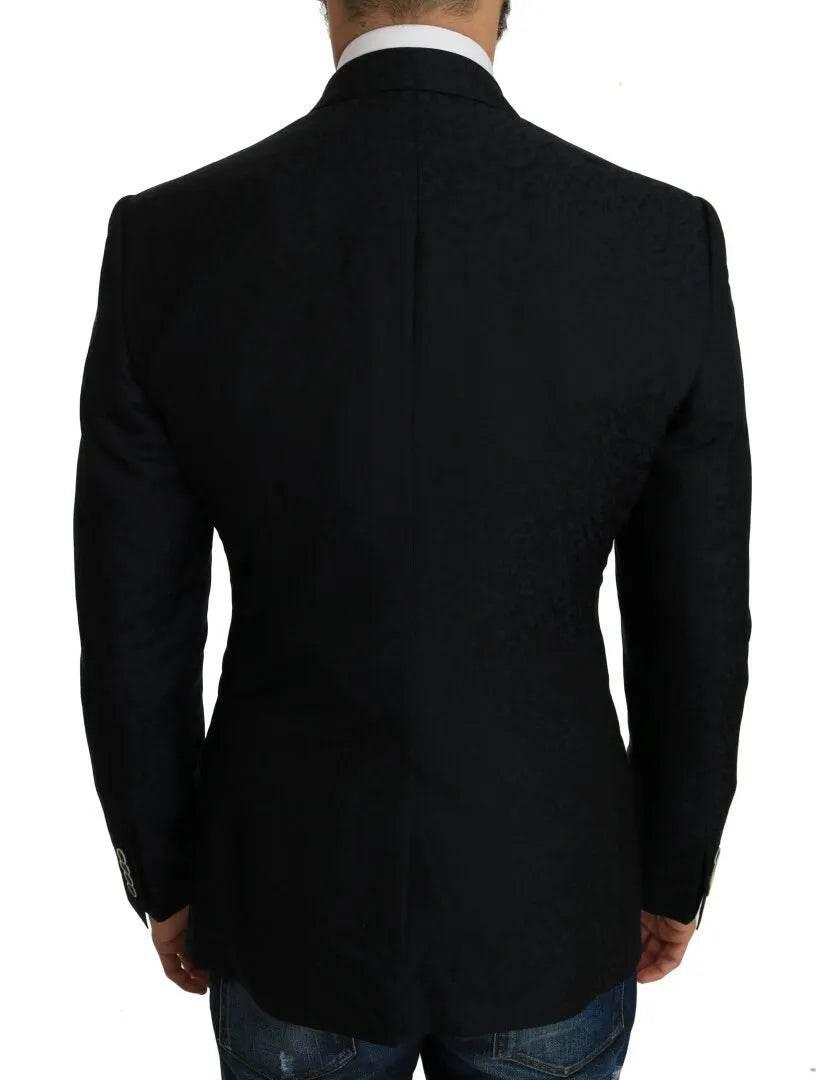 Dolce & Gabbana Blue Jacquard Slim Floral Jacket Blazer - Hilstor