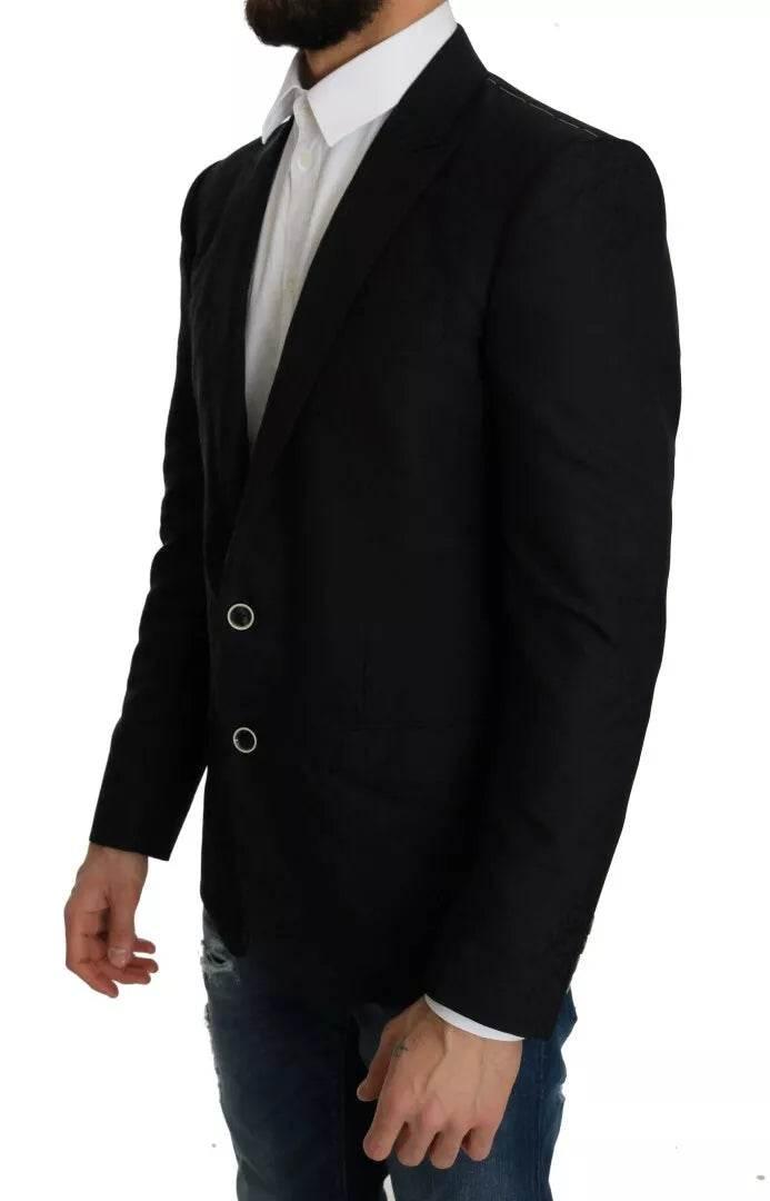 Dolce & Gabbana Blue Jacquard Slim Floral Jacket Blazer - Hilstor