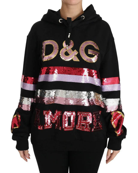 Dolce & Gabbana DG Sequined Hooded Pullover Sweater - Hilstor