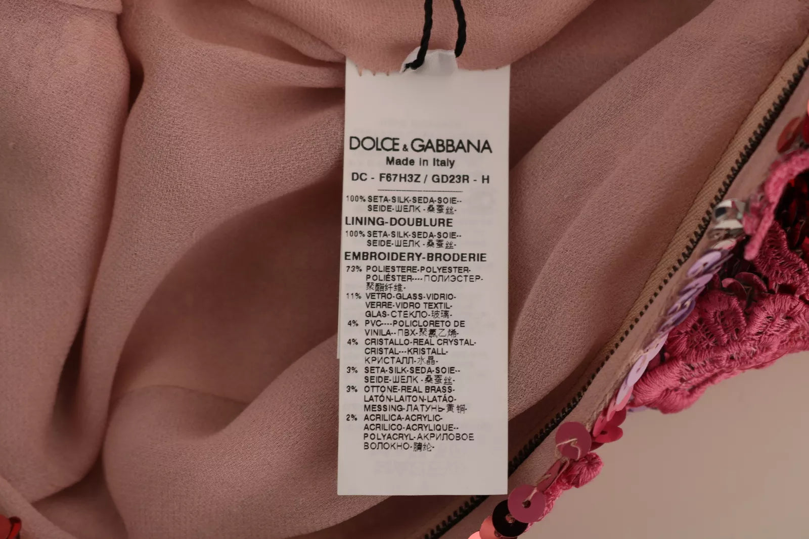 Dolce &amp; Gabbana Rosa Blommig Paljettklänning med Kristaller