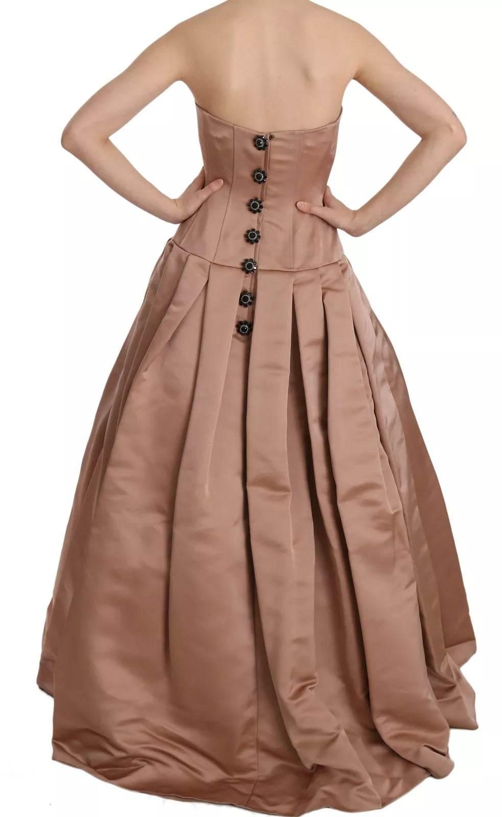 Dolce & Gabbana Crystal Pink Silk Chandelier Ball Gown Dress - Hilstor