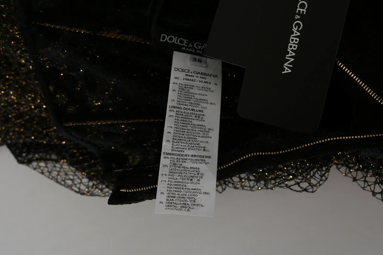 Dolce &amp; Gabbana sort guld krystal hjerte A-line kjole