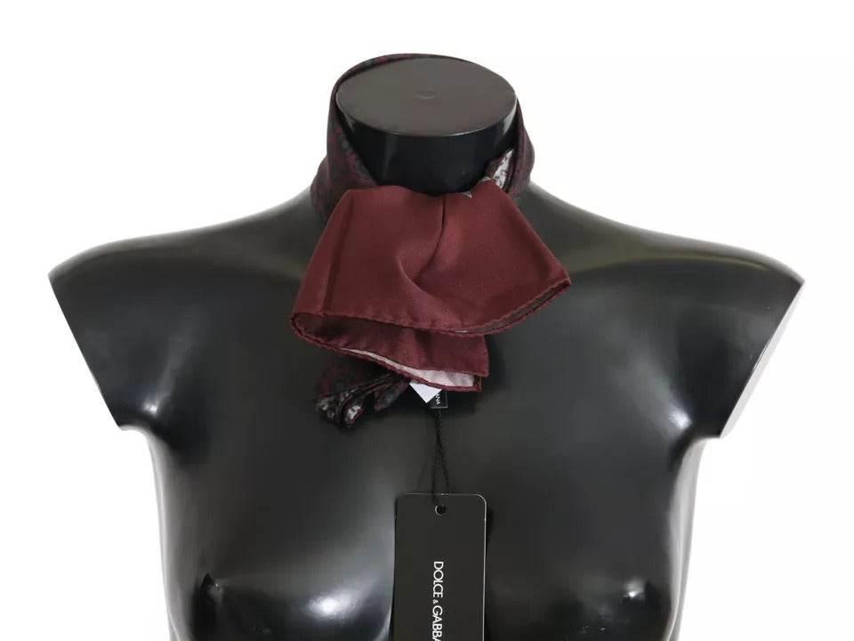 Dolce & Gabbana Bordeaux 100% Silk Floral Wrap Women Scarf - Hilstor