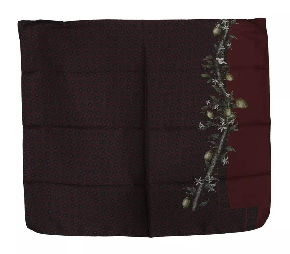 Dolce & Gabbana Bordeaux 100% Silk Floral Wrap Women Scarf - Hilstor