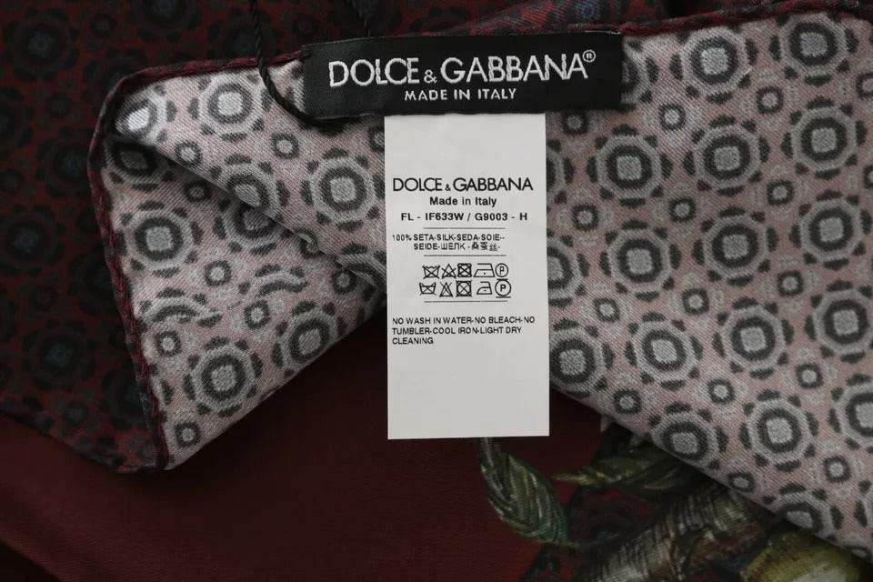 Dolce & Gabbana Bordeaux 100% Silk Floral Wrap Women Scarf - Hilstor