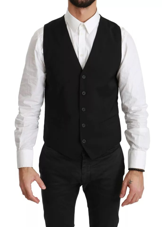 Dolce &amp; Gabbana sort uld stretch vest formel kjole vest
