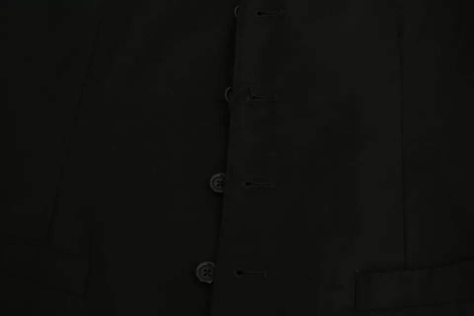 Dolce & Gabbana Black Wool Stretch Waistcoat Formal Dress Vest - Hilstor