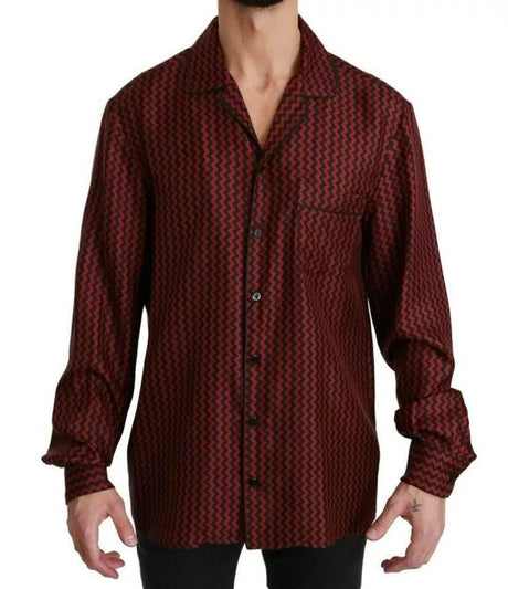 Dolce & Gabbana Black Red Zigzag Pattern Casual Shirt - Hilstor