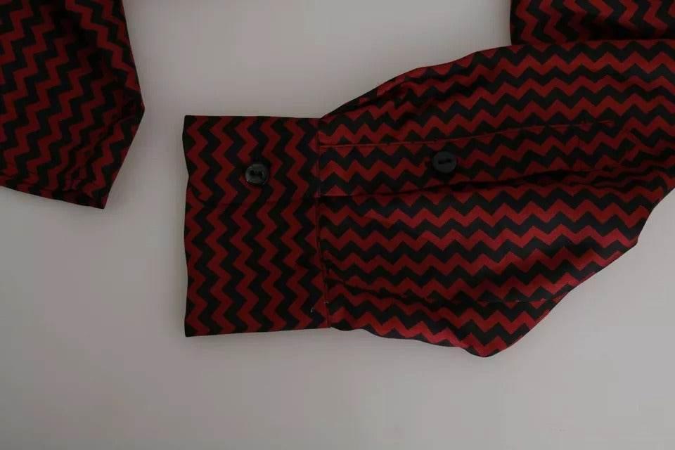 Dolce & Gabbana Black Red Zigzag Pattern Casual Shirt - Hilstor