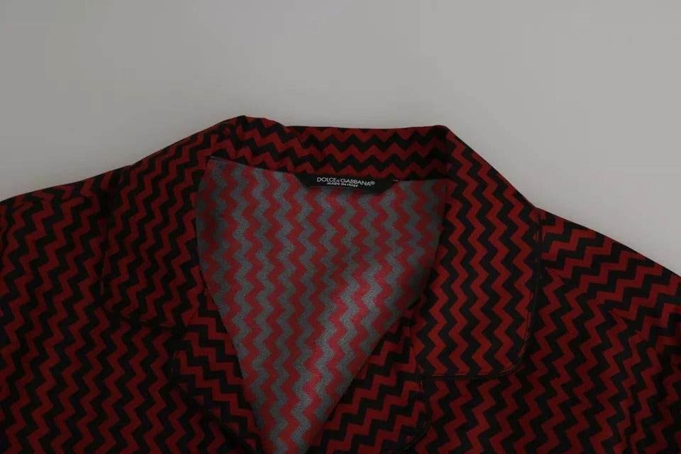 Dolce & Gabbana Black Red Zigzag Pattern Casual Shirt - Hilstor