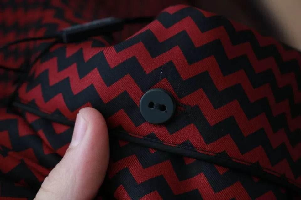 Dolce & Gabbana Black Red Zigzag Pattern Casual Shirt - Hilstor