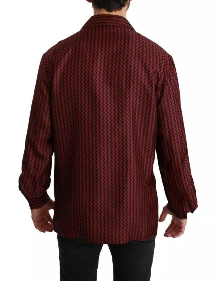 Dolce & Gabbana Black Red Zigzag Pattern Casual Shirt - Hilstor