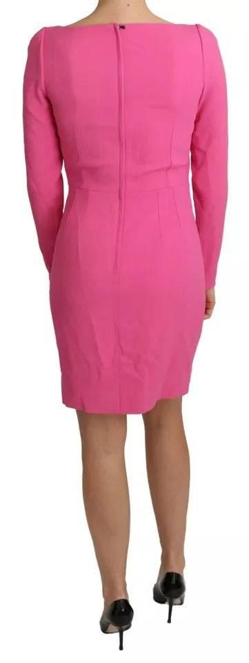 Dolce & Gabbana Pink Plunging Bodycon Sheath Mini Rayon Dress - Hilstor