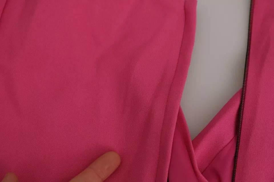 Dolce & Gabbana Pink Plunging Bodycon Sheath Mini Rayon Dress - Hilstor