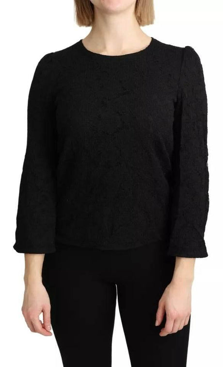 Dolce & Gabbana Black Lace Long Sleeves Blouse STAFF Top - Hilstor