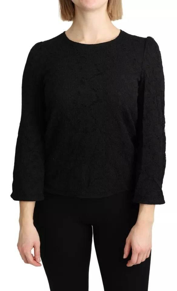 Dolce & Gabbana Black Lace Long Sleeves Blouse STAFF Top - Hilstor