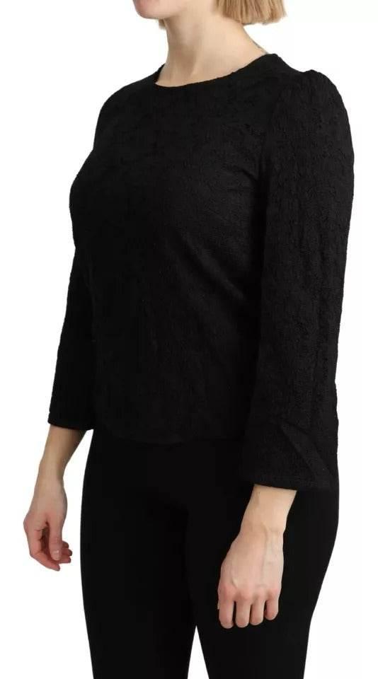 Dolce & Gabbana Black Lace Long Sleeves Blouse STAFF Top - Hilstor