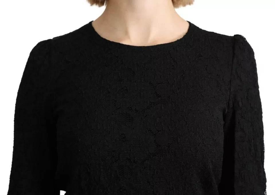 Dolce & Gabbana Black Lace Long Sleeves Blouse STAFF Top - Hilstor