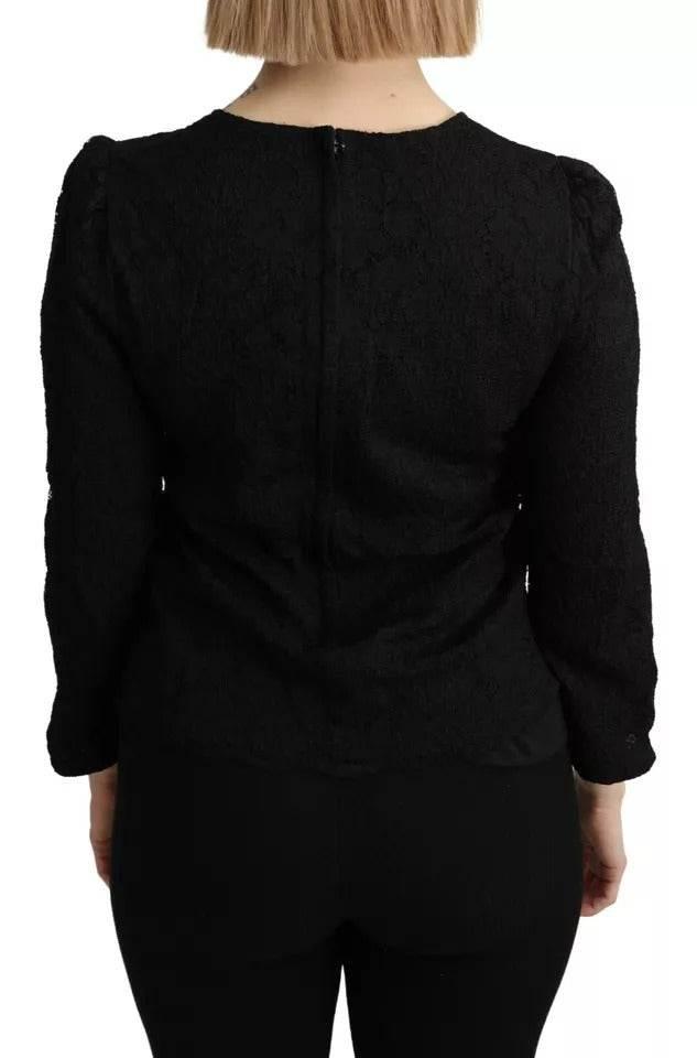 Dolce & Gabbana Black Lace Long Sleeves Blouse STAFF Top - Hilstor