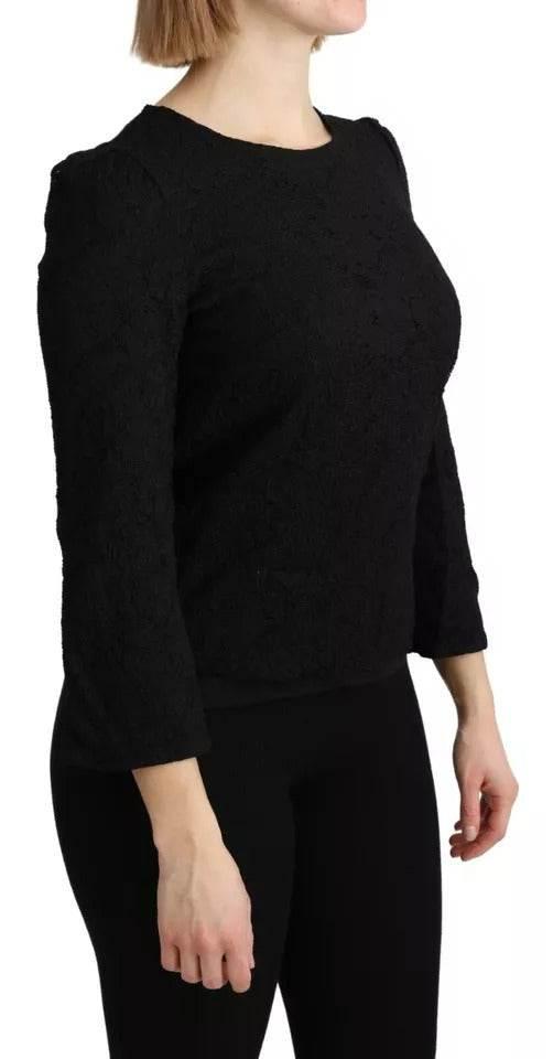 Dolce & Gabbana Black Lace Long Sleeves Blouse STAFF Top - Hilstor