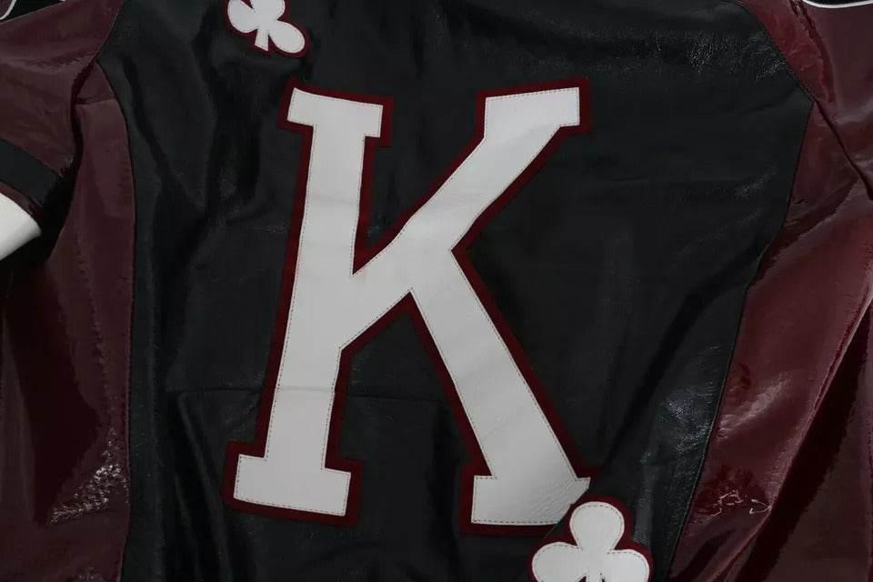 Dolce & Gabbana Black Bordeaux Hooded Leather DG King of Love Jacket - Hilstor