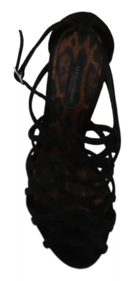 Dolce & Gabbana Black Suede Ankle Strap Stiletto Shoes - Hilstor