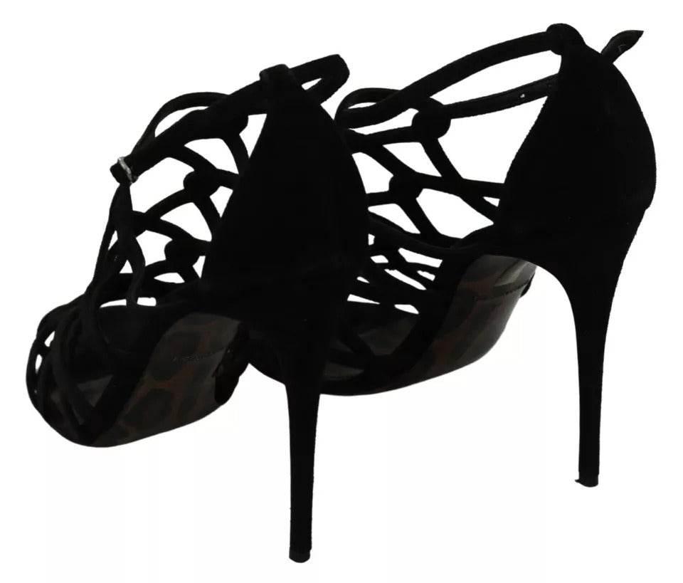 Dolce & Gabbana Black Suede Ankle Strap Stiletto Shoes - Hilstor