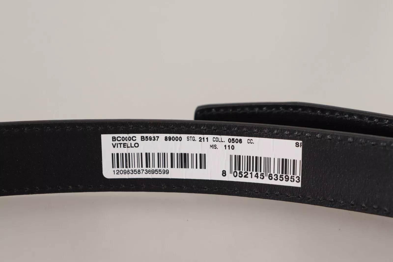 Dolce & Gabbana Black Classic Calf Leather Vintage Metal Buckle Belt - Hilstor