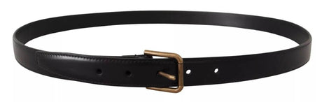 Dolce & Gabbana Black Classic Calf Leather Vintage Metal Buckle Belt - Hilstor