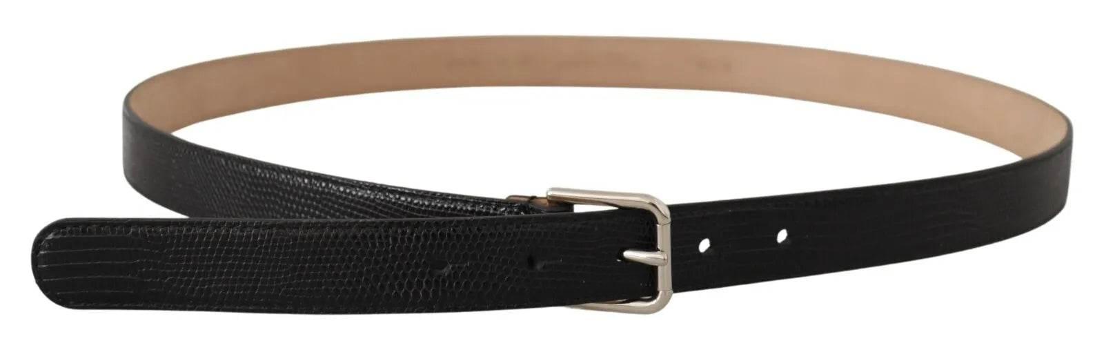 Dolce & Gabbana Black Classic Leather Silver Metal Buckle Belt - Hilstor