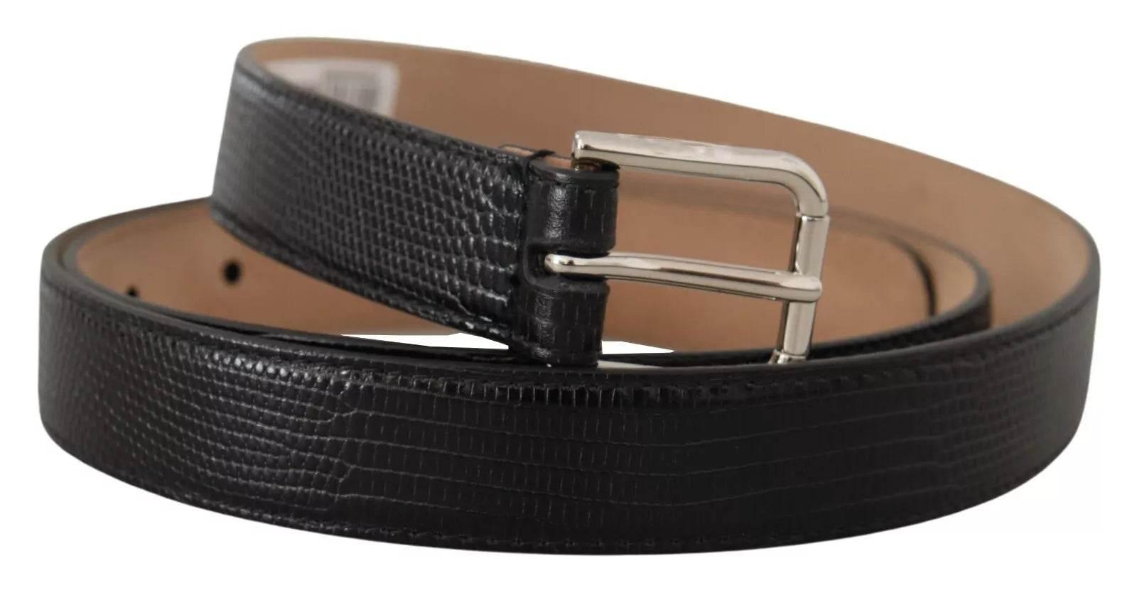 Dolce & Gabbana Black Classic Leather Silver Metal Buckle Belt - Hilstor